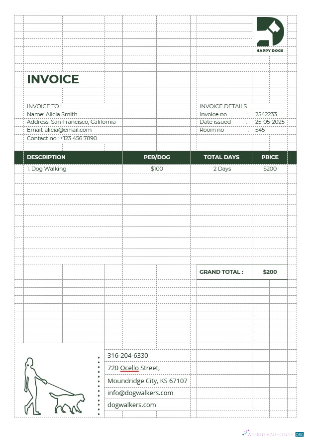 Download Dog Walker Invoice Template Photoshop template